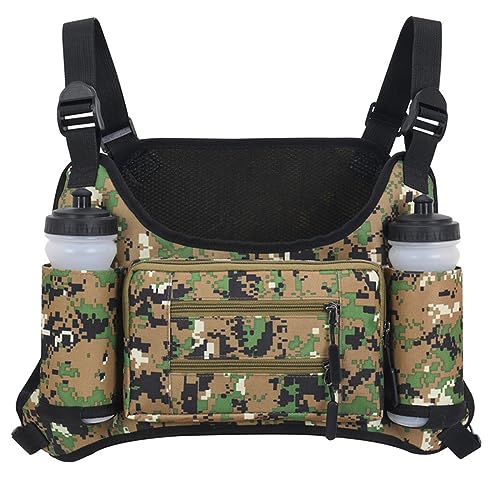 Uniji Tactical Chest Bag Lightweight Chest Pack, Water Resistant Running Pack Phone Holder For Workouts, Running Backpack Vest (Digital camo)