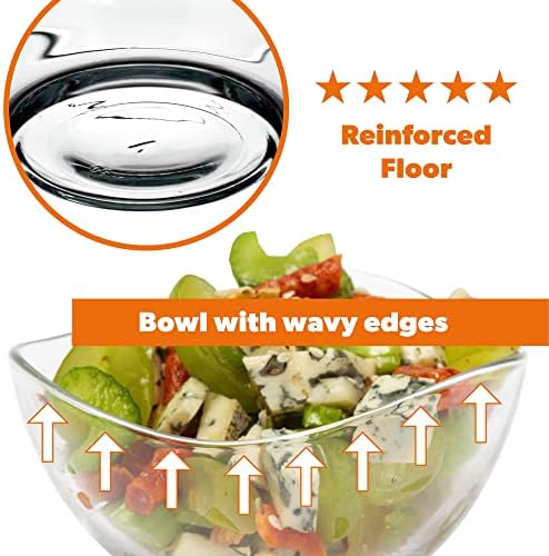 KADAX Transparent Glass Bowl, Salad Bowl with wavy edges, Dessert Bowl with reinforced base, Glass Round Bowl, Glass Dessert Dishes, Serving Bowl, Snack Bowl (diameter 10.5 cm, 2 pieces)