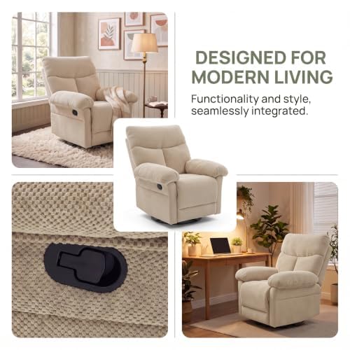Image of Manual 360 Swivel Rocker Recliner Chair for Living Room, Camel