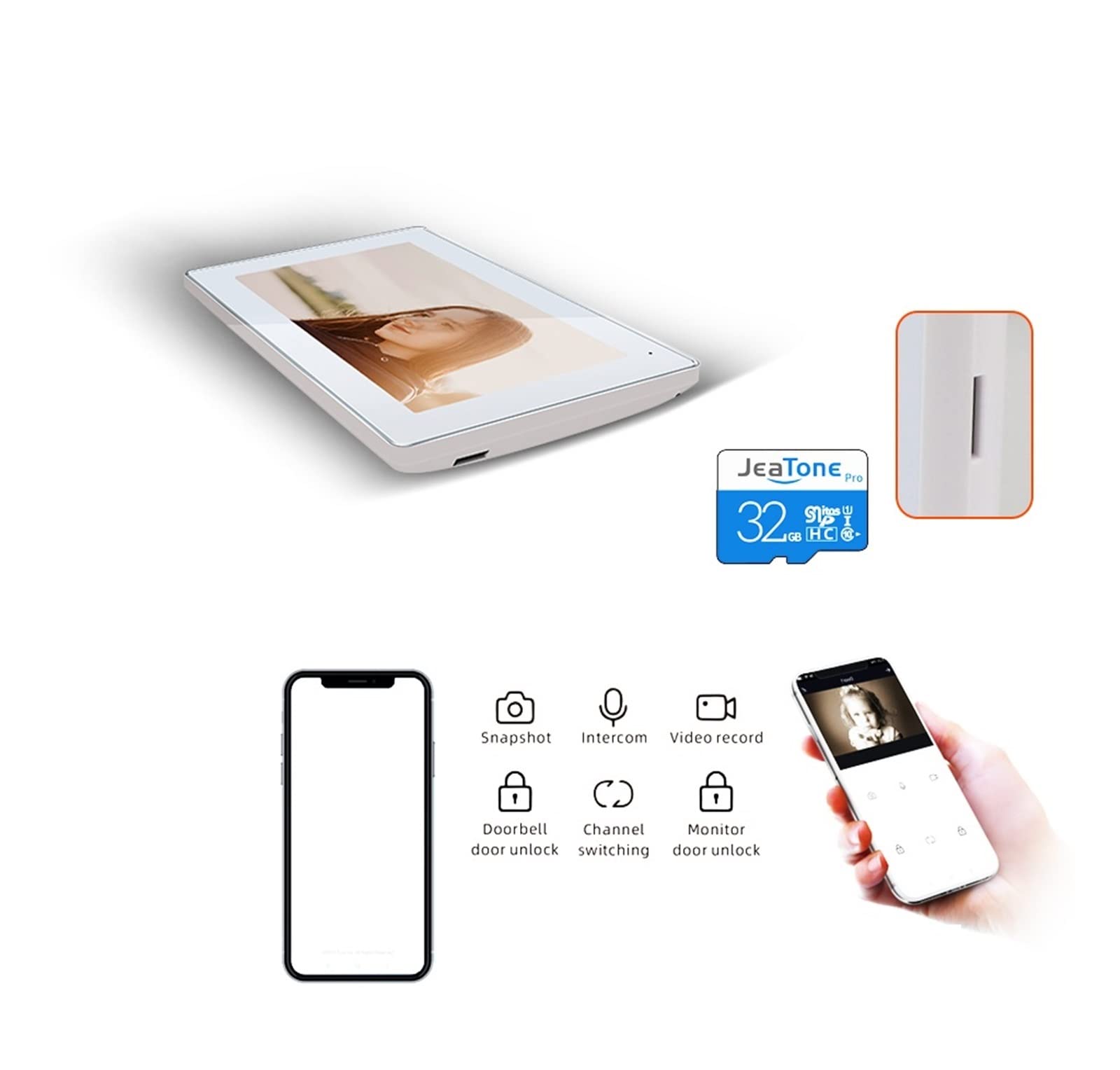 Timbre Inalámbrico con Camara, Tuya 1080P Videoportero Inteligente Videoportero Apartamento Villa AHD FHD 1080P Video Timbre Pantalla táctil Completa(P203M721W86-1080P)