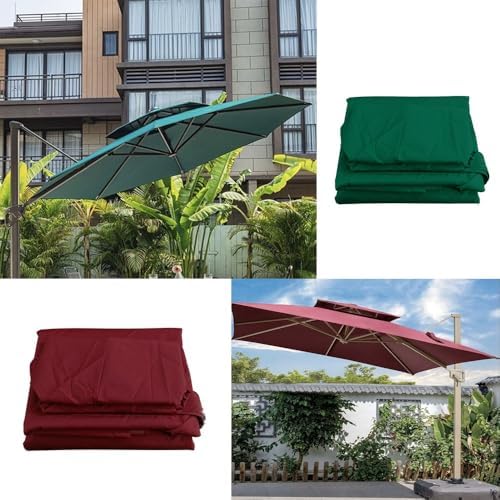 10x10ft Square Umbrella Replacement Canopy, Green Cantilever Patio Cover, Double Top Cloth for Garden & Backyard - Durable, Weather-Resistant Canopy for Outdoor Use