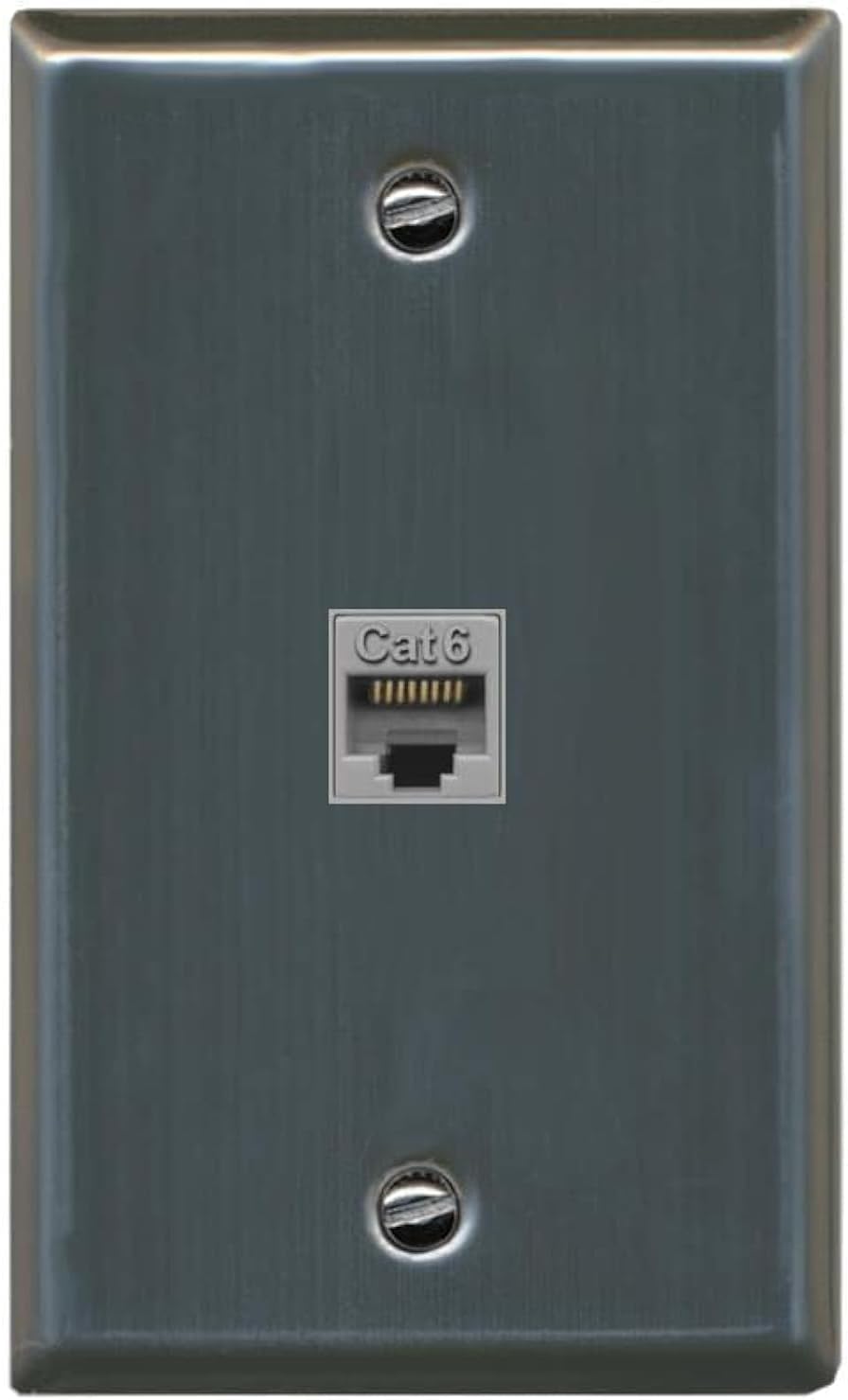 RiteAV 1 Gang Cat6 Ethernet Wall Plate - Light Almond 1 Port