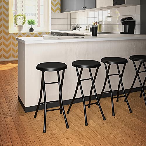 Image of COSCO 24 inch Vinyl Padded Folding Stool, Multipurpose, Great for Small Spaces, Double Braced, Black, 4-Pack