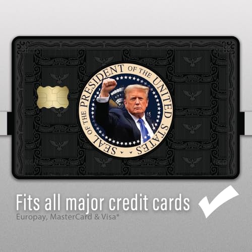 KCD Donald Trump Credit Card Skin Sticker – 3 Pack – Gold, Silver, Black Wrap Cover Decal – Donald J. Trump Face Design – MAGA Wallet Accessory – Trump Supporter Gift - CCS024 (Black)4