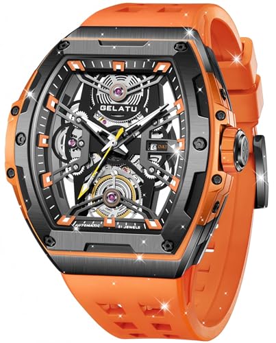 Image of OLEVS Men Automatic Watch Diamond Skeleton Mechanical Original Luxury Self Winding Wrist Watch for Men