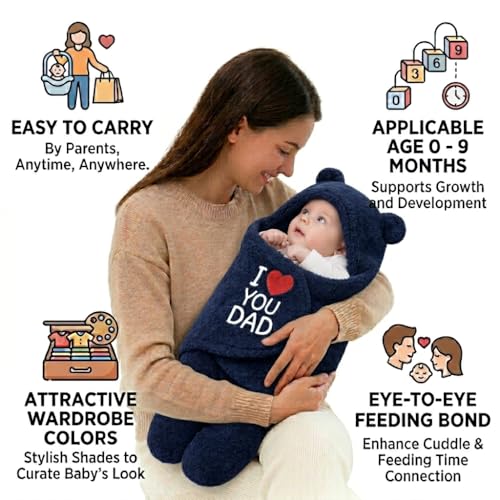 Image of BRANDONN Baby Blanket Newborn Gift Pack of Swaddle Wrapper, 0-9 Months, Length 68 cm x Width 68 cm