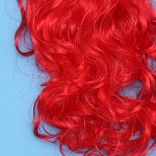 Lurrose Woman Long Curly Wig Heat Resistant Fiber Wigs with Bangs Synthetic Hairpiece Cosplay Wig for Halloween Christmas Party (Red) - Image 2