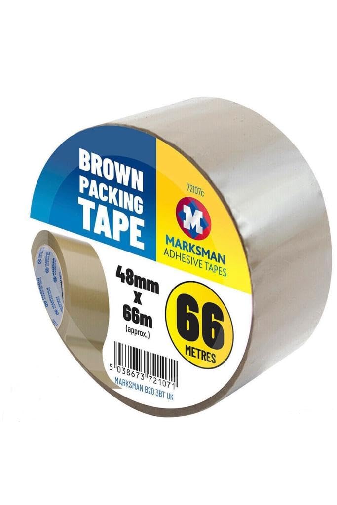 Marksman Brown Packing Tape,parcel Packing Tape Extra Strong Durable Heavy Duty (48mm X 66m) Suitable/house/office.