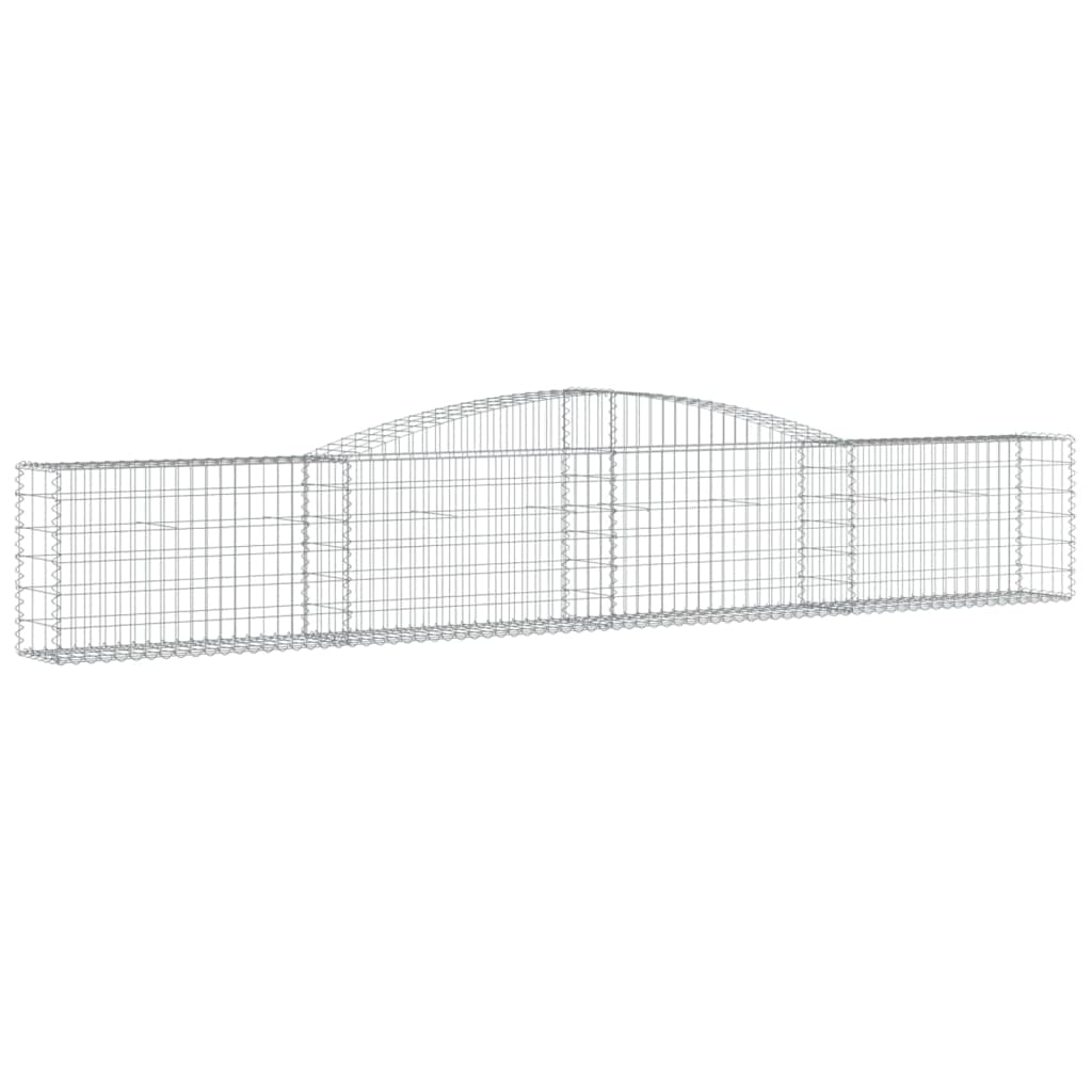 vidaXL Arched Gabion Basket 400x30x60/80 cm - Galvanised Iron Retaining Wall for Garden Barriers - Stable Cage with Gabion Hooks - Silver