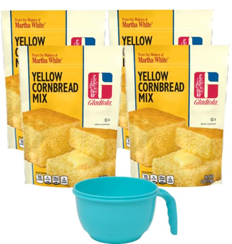 Martha White Gladiola Yellow Cornbread Mix (Pack of 4) with Mixing Bowl