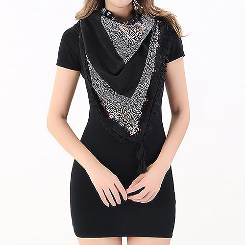 Xixiuly Scarf for Women 45" Square Bohemian Floral Tassel Large Scarves Soft Headscarf Fashion Elegant Shawl Wraps Blanket4