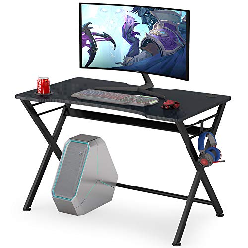 Tribesigns Computer Gaming Desk Mesa de escritorio para PC Gaming, Ergonómico Professional Gamer Game Station X Marco de acero en forma de escritorio para el hogar