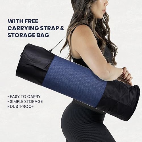 Image of JASPO Ease Yoga Mat 6mm Extra Wide with Carry Strap & Bag, Non-Slip Anti-Skid Exercise Mat, Non-Toxic Latex-Free, Lightweight & Tear-Resistant Workout Mat for Yoga, Pilates, Meditation & Home Gym (6ft X 2.62ft) (Purple)
