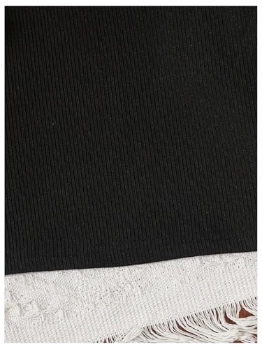 Image of OYOANGLE Girl's 2 Piece Outfits Rib Knit Short Sleeve Cold Shoulder Tee and Belted Pants Sets