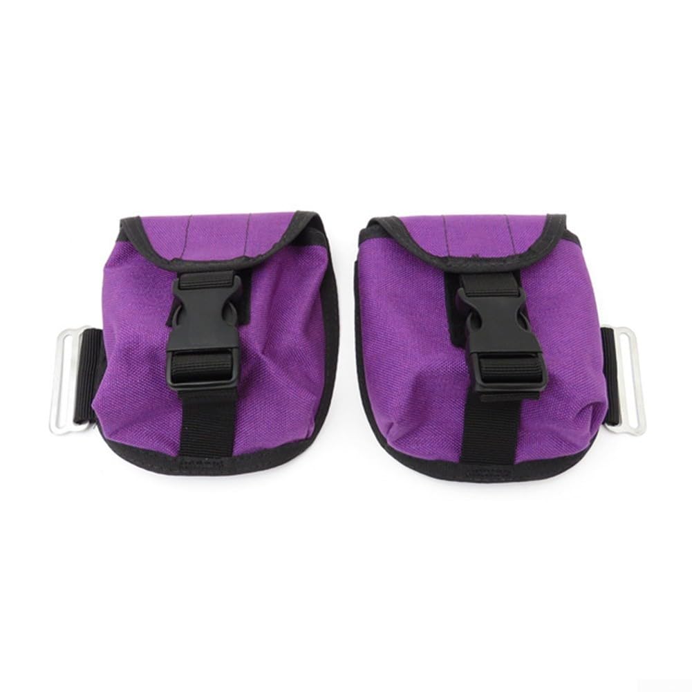 2-Pack Scuba Diving Weight Bag 2kg with Quick Release Buckle, 1000D Nylon Dive Weight Pouch for Waist Belt, Tank Band or Backplate, Underwater Counterbalance Gear(Purple)