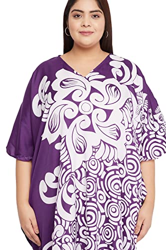 Image of Oussum Women Polyester Casual Long Plus Size Beach Caftan Cover Up Maxi Dress 1X-3X Summer Kaftan Dresses for Women