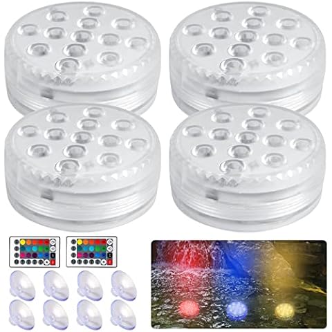 Famini Unterwasser Licht, 4 Stück Poolbeleuchtung Wasserdichtes LED Teichbeleuchtung Cover