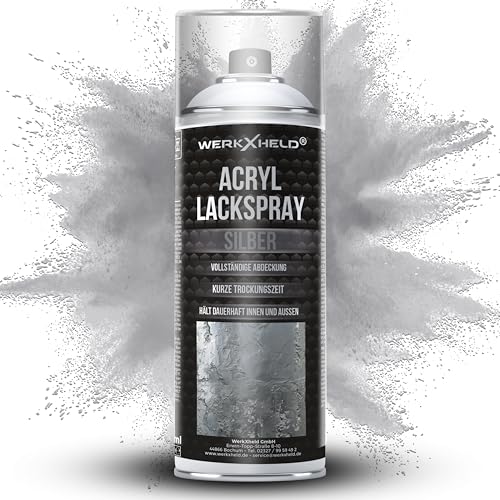 WerkXheld Sprühlack 400ml - Hochwertiges Lackspray Silber, Vielseitig anwendbar auf Holz, Metall & Textil, Langlebiger Acryllack Spray