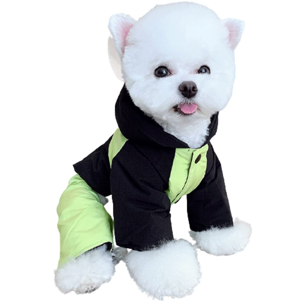 Reflektierender Hundemantel for kleine mittelgroße Hunde, Dicke Hundeweste mit warmem Baumwollfutter, vierbeiniger Hundejacke for kaltes Wetter (Color : Green-XXL)