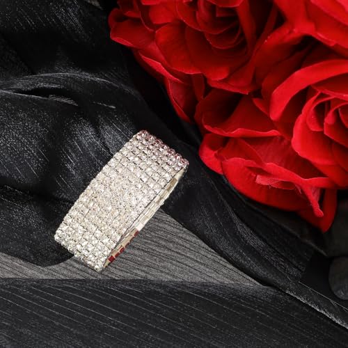 7 Rows Stretch Rhinestone Bracelet for Women Elastic Stretch Bracelet Sparkling Rhinestone Bracelets Bridal Wedding Jewelry for Wedding Party3