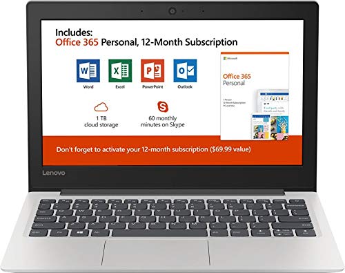 Lenovo 11.6" HD Energy-efficient Laptop W/ 128GB MicroSD Card & Office 365 (1-Year)