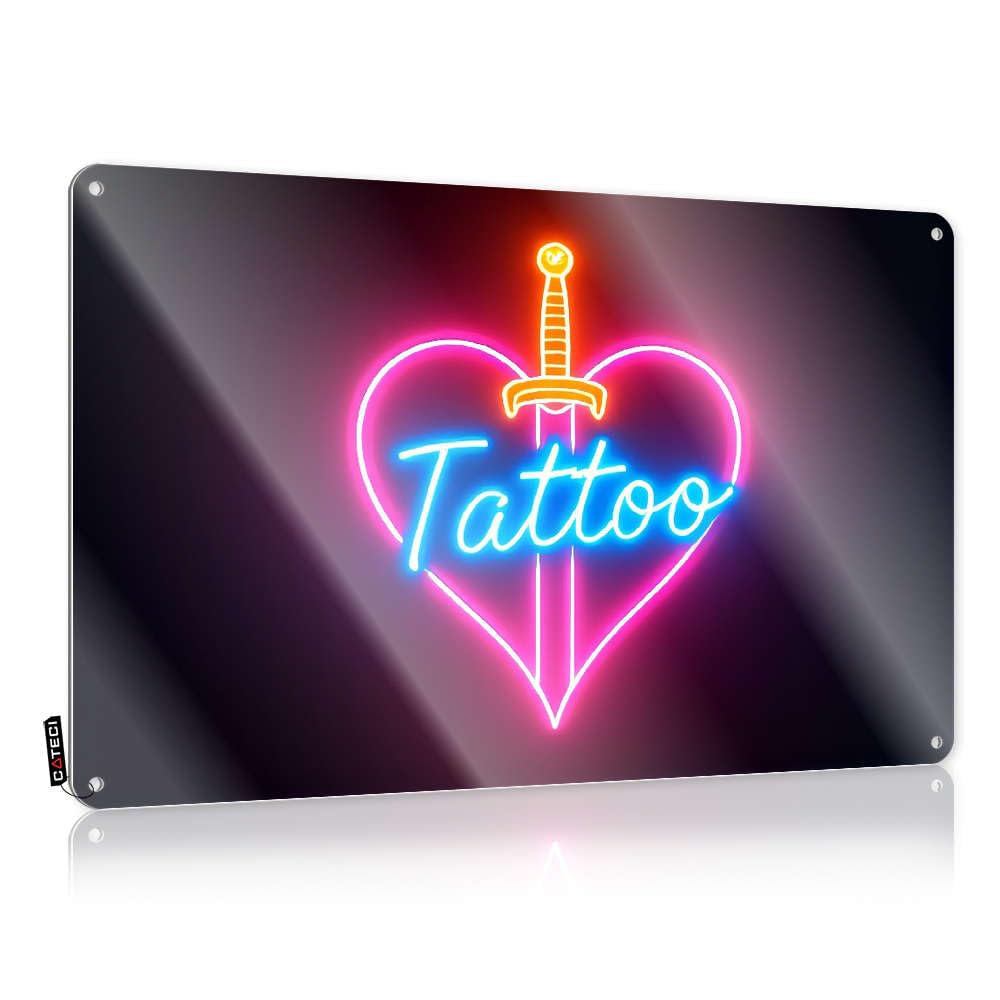 Funny Wall Signs Novelty Wall Home Decor - Neon Sign With Heart And Sword Design. Gift For Husband Rustic Style Artwork For Bar(30X40CM)