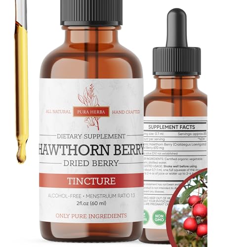Pura Herba Hawthorn Berry Liquid Extract | Alcohol-Free Vegan Non-GMO Gluten-Free | 2 oz Liquid Herbal Organic Tincture
