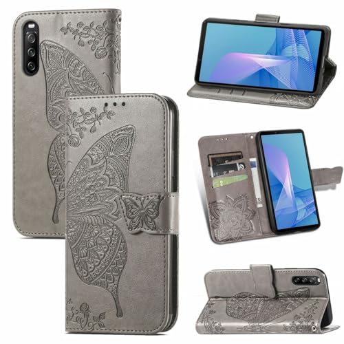 Étui pour Sony Xperia 10 III König Design gris à rabat