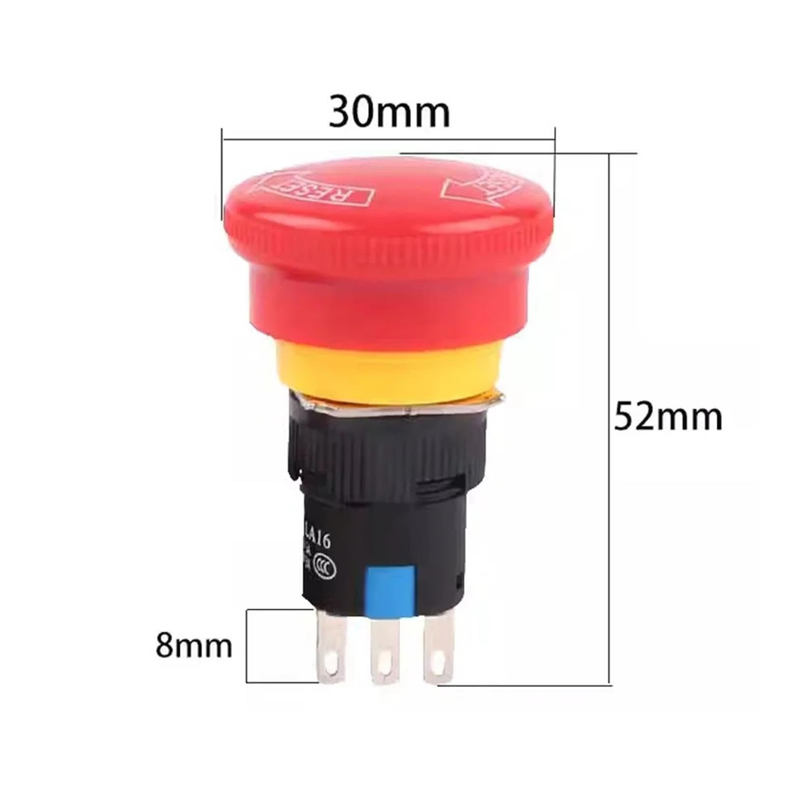 Trous de montage 16 mm verrouillant le bouton poussoir d'arrêt d'urgence