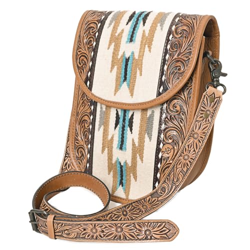 American Darling Messenger Bag Saddle Blanket Fabric Genuine Leather Western Women Handbag Purse | Cute