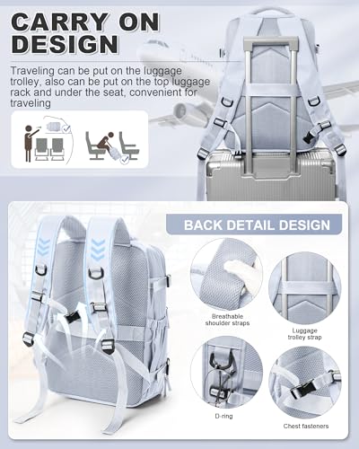 Image of winspansy Vacuum Backpack Travel Essentials with Air Pump Compression Bags for Travel Carry on Flight Approved Seal Vacpack Personal Item Backpack with Vacuum System for Women Men Gray