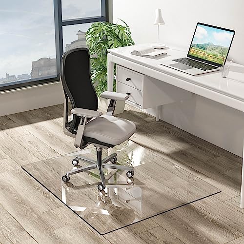 HOMEK Office Chair Mat for Hardwood Floor, 1/8\" Thick 48” x 40” Crystal Clear Hard Floor Chair Mat, Transparent Floor Protector Mat Flat without Curling
