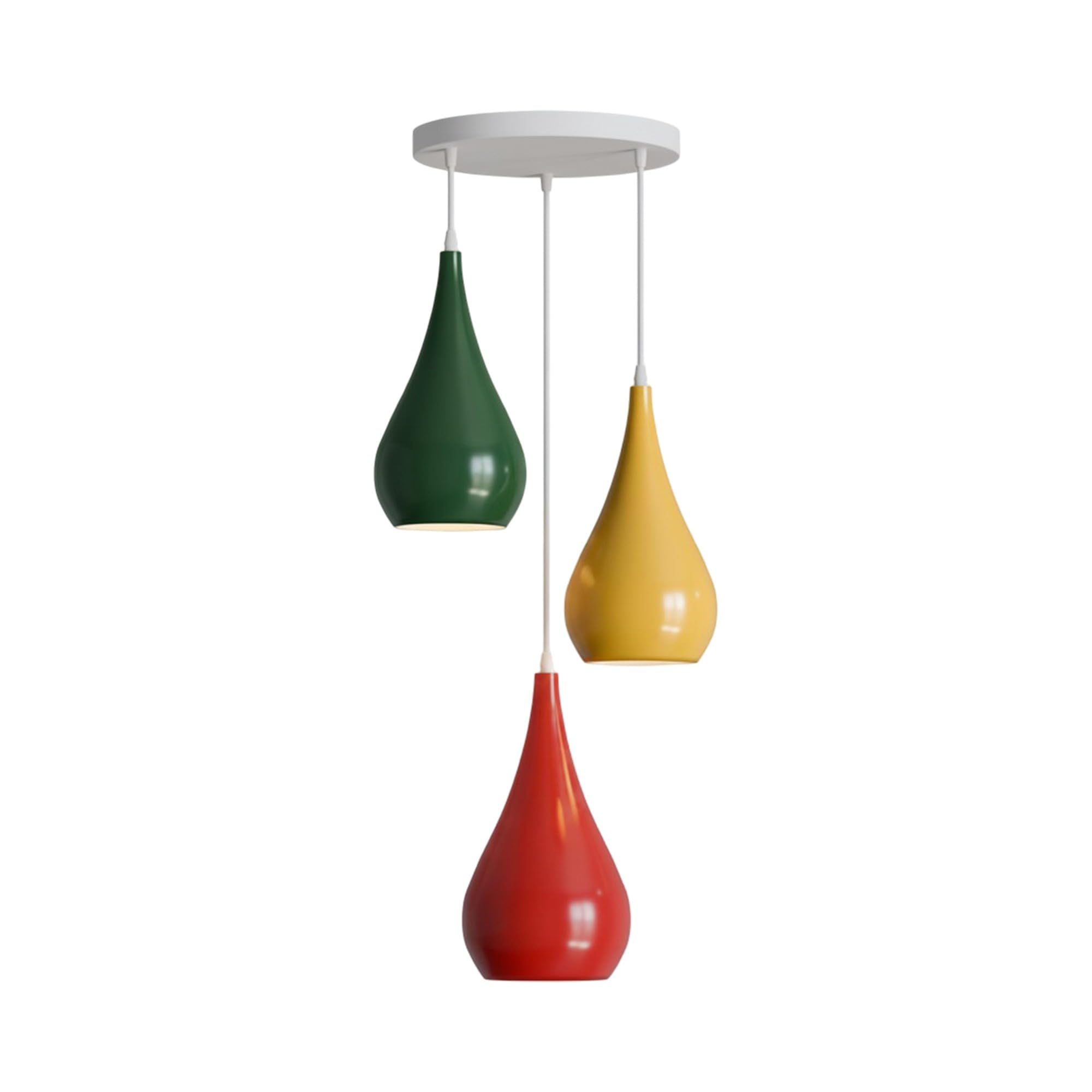 LEDSone 3 Way Teardrop Pendant Light, Green Yellow Red E27 Fixture