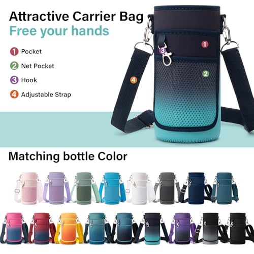 Insulated Water Bottle | Thickened Stainless Steel Vacuum Metal | Portable Sports Water Jug for Gym and Hiking with Straw, Carrier Bag, Handle Strap | BPA-Free 32 oz
