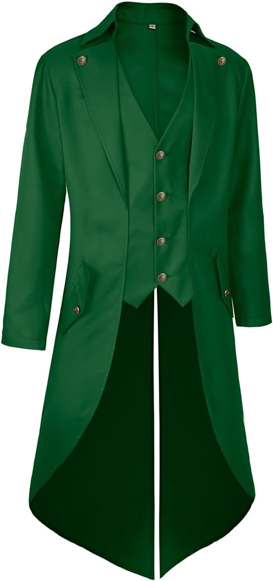 Mens Pirate Coat Steampunk Jacket Tailcoat Renaissance Jacket Halloween Hatter Costume - Image 2
