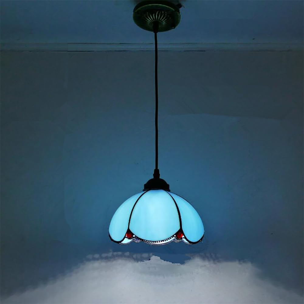 SXWNBIFH European Color Glass Chandelier Vintage Creative Pendant Lamp Home Restaurant Bar Hotel Corridor Bedroom BedHead Pendant Lamp (M D20CM)