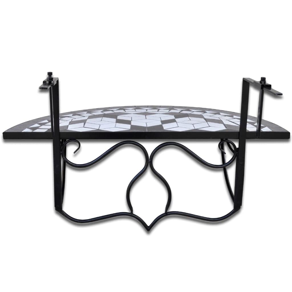 vidaXL Balkonhängetisch Mosaik Schwarz und Weiß