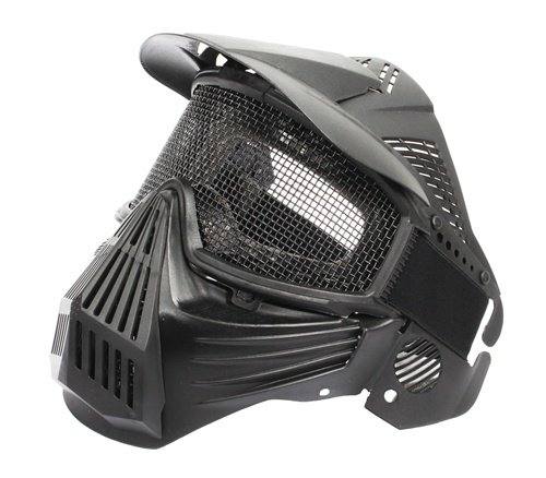 G-Force Complete Protection Modular Tactical Face Mask w/ Tactical Wire Mesh, Full Neck Guard & Visor - BLACK