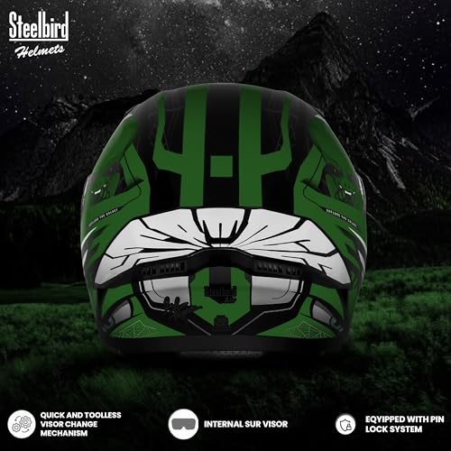 Image of Steelbird SBA-20 Strange ISI Certified Flip-Up Graphic Helmet for Men with Inner Silver Sunshield