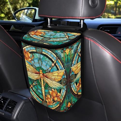 Image of DISNIMO Dragonfly Car Trash Can Easy-to-Install Car Accessory Interior, Leak-Proof Car Garbage Can Bin Organizer Storage Bag for The Back Seat of Any Cars, Sedans, SUVs & Trucks