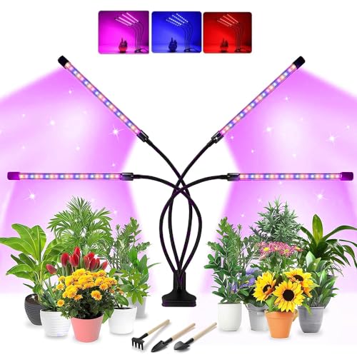 Luz para Plantas Interior,Ed Plantas,Luz de Crecimiento para Plants,80 LEDs 4 Cabezas Lámpara de Crecimiento 3 Modos y 10 Niveles de Atenuación,Uso para Semilleros,Led Cultivo