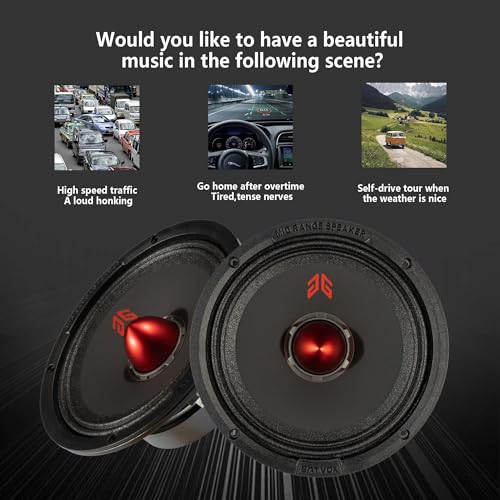 Image of MX65E1 Loudspeaker 6.5 Inch Midrange 400 Watts 6 Ohms Red Bullet, Premium Quality Audio Door Speakers for Car or Truck Stereo Sound System, Black (2 Speakers)