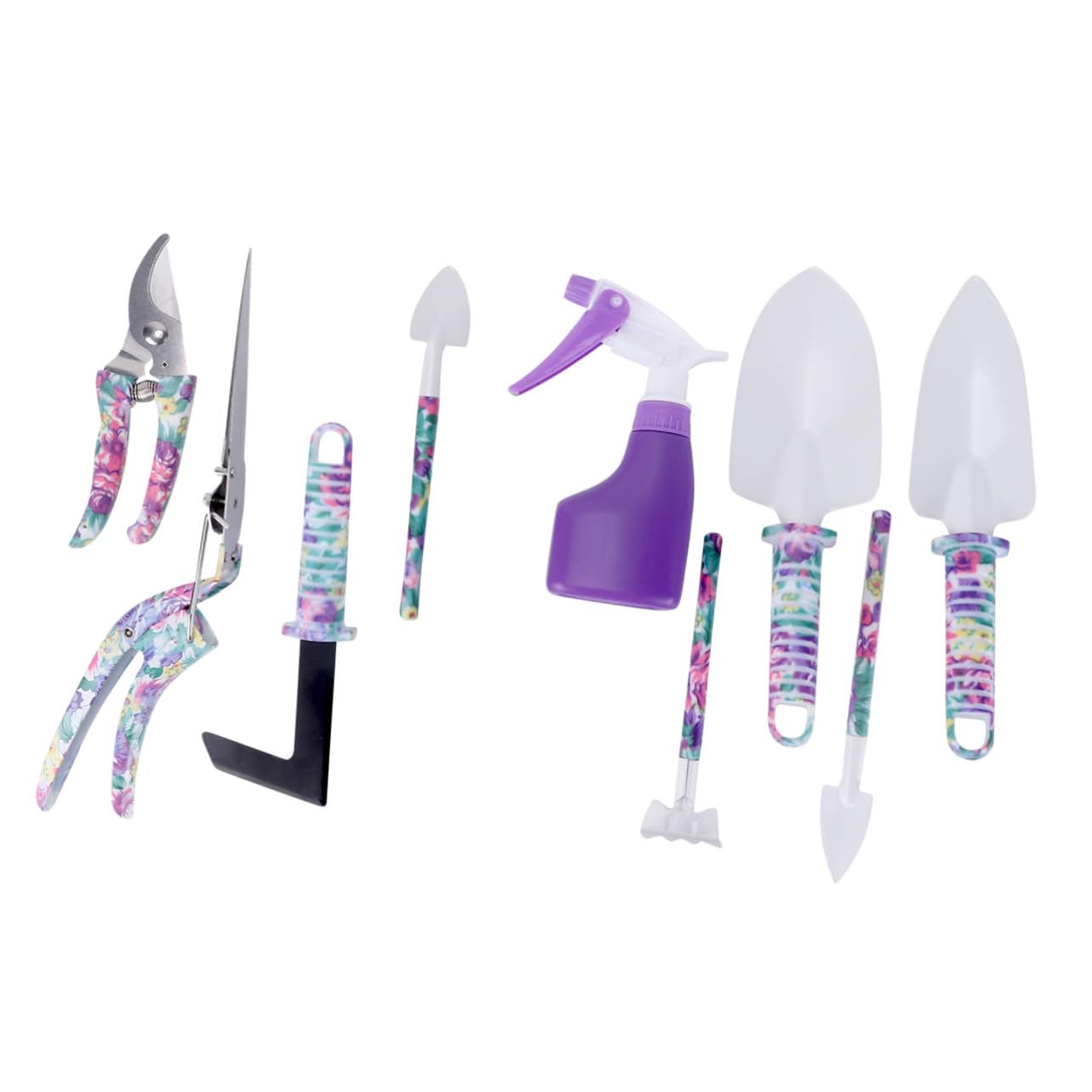 Set Attrezzi da Giardino 10 Pezzi in Acciaio Inox Abs Porpora