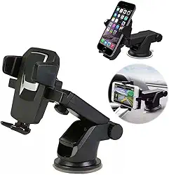 Suporte Veicular Celular GPS Universal Smartphone Ventosa Gruda Painel e Vidro Carro Trava Automática Anti Queda Waze Uber 99Taxi - Linha Premium Steel Hook