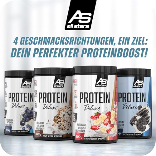 ASIN B0D7HFVX2V (102 Zeichen) - Detailansicht von All Stars Strawberry Banana Whey Deal 400g – Dealfoxx.de