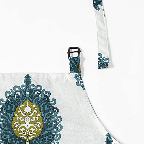 Image of HPD Half Price Drapes Aprons for Men Women with Large Pockets Adjustable Unisex PRTW-D02-AP Mayan Printed Cotton, 27 X 34 Inch, Mayan Teal