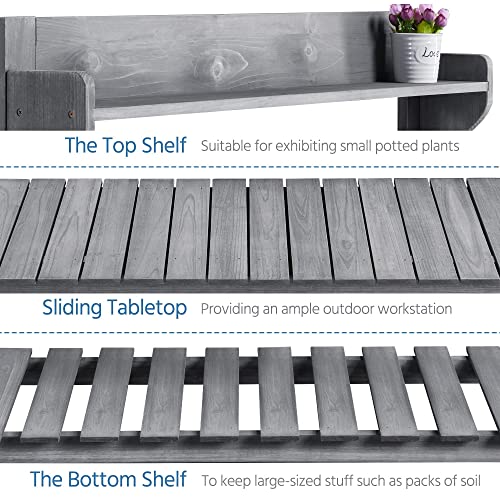 Image of Yaheetech Outdoor Potting Bench with Sink, Garden Table, Lower Shelf,Gray