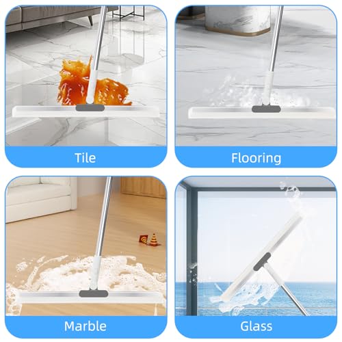 Image of Squeegee Broom for Floor, Heavy Duty Rubber Wiper for Garage, Deck, Bathroom, Shower Glass, Window