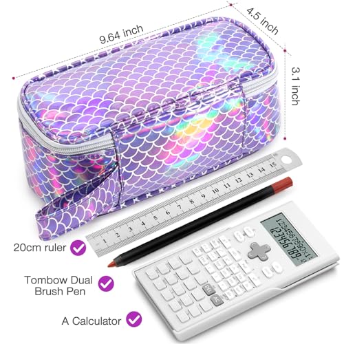 Image of Jcocylse Large Capacity Pencil Case Portable Pencil Pouch Bag School Supplies for College Students Girls Boys Adults(Purple-C)