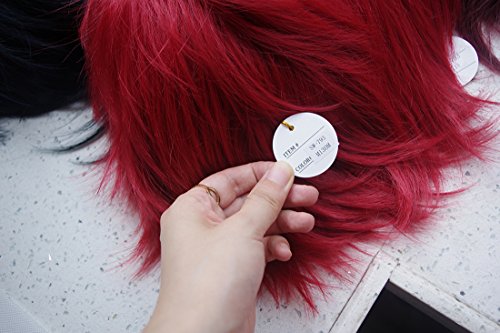 Image of LABEAUTE Mens Short Red Anime Cosplay Wigs With Bangs Male Unisex Fluffy Heat Resistant Wig Hair for Party and Halloween for Gift + Free Cap